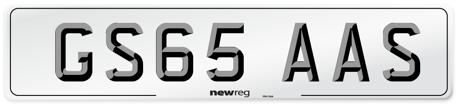 GS65 AAS Number Plate from New Reg